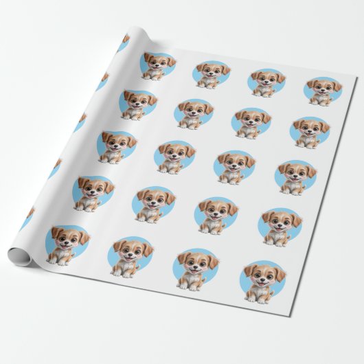 Cute Puppy Pattern Wrapping Paper for Gifts Cadeaupapier (Uitgerold)