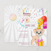 Cute Puppy Personalized Birthday Girl Kaart (Voorkant / Achterkant)