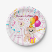 Cute Puppy Personalized Birthday Girl Papieren Bordje (Voorkant)