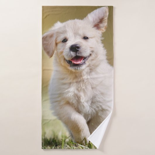 Cute Puppy Personalized Photo Dog Badhanddoek (Badhanddoek)