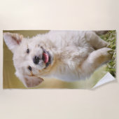 Cute Puppy Personalized Photo Dog Strandlaken (Voorkant)
