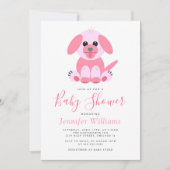 Cute Puppy Pink Personalized Baby Girl Shower Kaart (Voorkant)