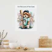 Cute Puppy Play Baseball Floral Animal Print (Keuken)