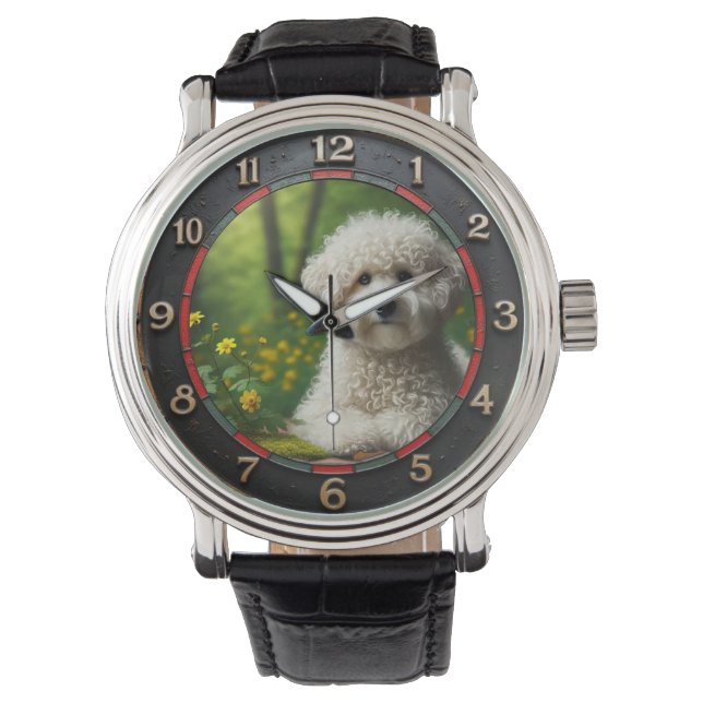 Cute Puppy Poodle Dog Horloge (Voorkant)