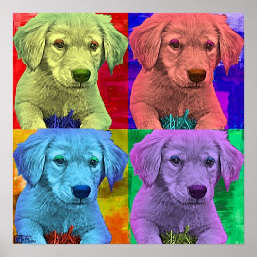 Cute Puppy Pop Art-stijl Poster (Voorkant)