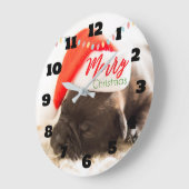 Cute Puppy Pug in een Rode Kerstmis Grote Klok (Hoek)