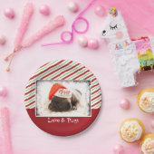 Cute Puppy Pug in een Rode Kerstmis Papieren Bordje (Feest)