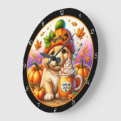 Cute Puppy Pumpkin Season Fall Theme Grote Klok (Hoek)