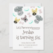 Cute Puppy Pup Dog Pawtyyy Birthday Party Kaart (Voorkant)