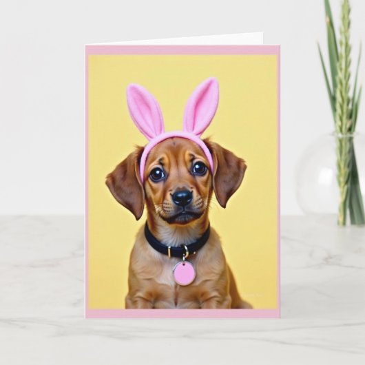 Cute Puppy Rabbit Ears Card Kaart (Voorkant)
