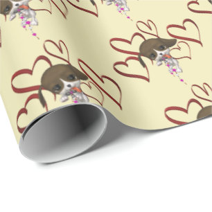 Cute Puppy Red Hearts    Cadeaupapier