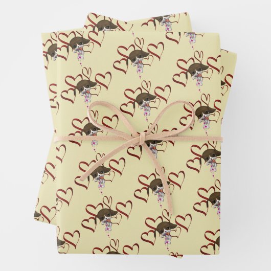 Cute Puppy Red Hearts Inpakpapier Vel (In situ)