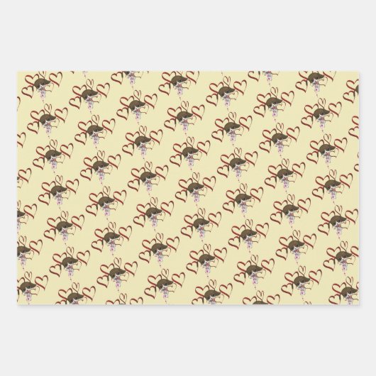 Cute Puppy Red Hearts Inpakpapier Vel (Voorkant)