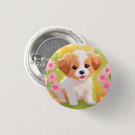 Cute Puppy Ronde Button 3,2 Cm (Voorkant /achterkant)