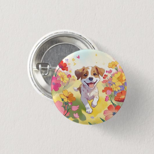 Cute Puppy Ronde Button 3,2 Cm (Voorkant /achterkant)
