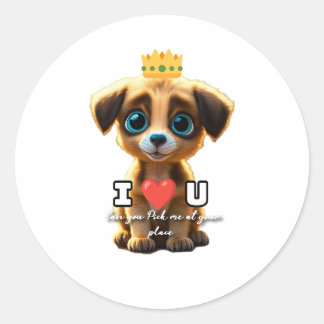 Cute puppy ronde sticker