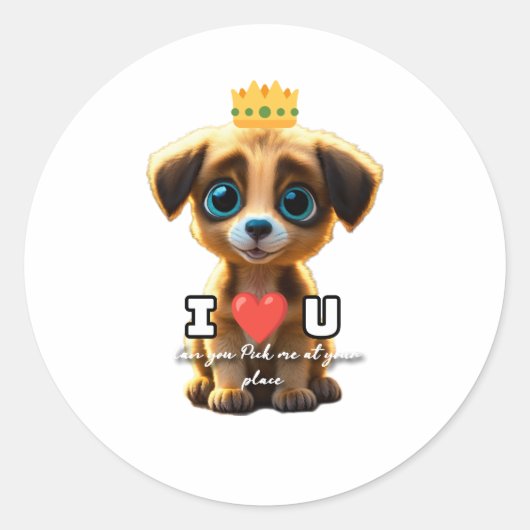 Cute puppy ronde sticker (Voorkant)