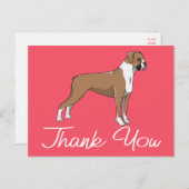 Cute Puppy Roze Cartoon Boxer Dog Dank u Briefkaart (Voorkant / Achterkant)