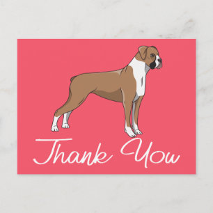 Cute Puppy Roze Cartoon Boxer Dog Dank u Briefkaart