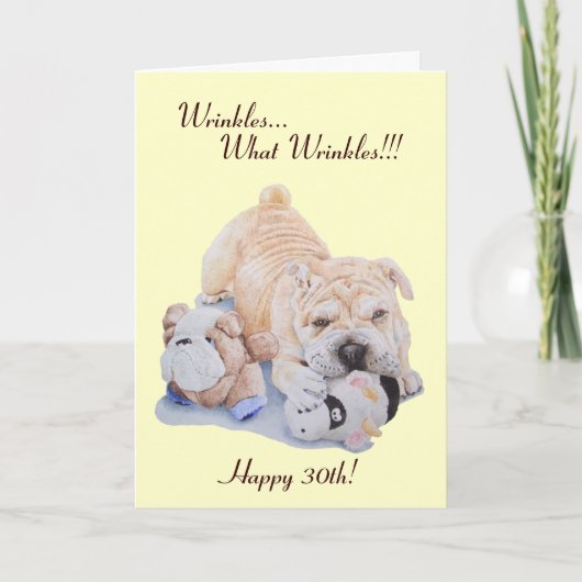 Cute puppy shar pei dog and teddy grappig 30th kaart (Voorkant)