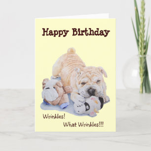 Cute puppy shar pei dog and teddy grappige verjaar kaart