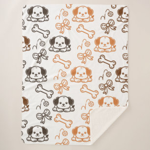 Cute Puppy Sherpa Blanket Deken