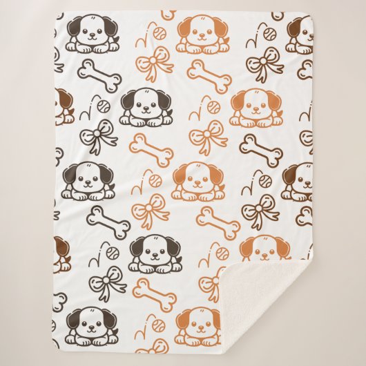 Cute Puppy Sherpa Blanket Deken (Voorkant)