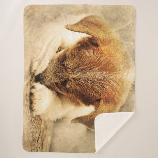 Cute Puppy Sherpa Deken (Voorkant)