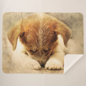 Cute Puppy Sherpa Deken (Voorkant (horizontaal))