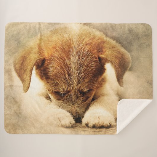 Cute Puppy Sherpa Deken (Voorkant (horizontaal))