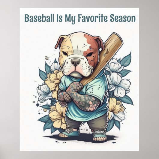 Cute Puppy Speel Baseball Poster (Voorkant)