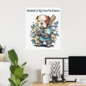 Cute Puppy Speel Baseball Poster (Thuiskantoor)