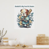 Cute Puppy Speel Baseball Poster (Keuken)