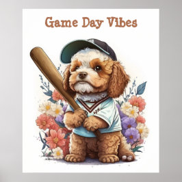 Cute Puppy Speel Baseball Poster