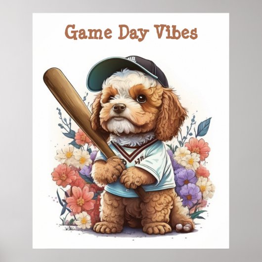 Cute Puppy Speel Baseball Poster (Voorkant)