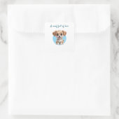 Cute Puppy Square Stickers with Custom Text (Tas)