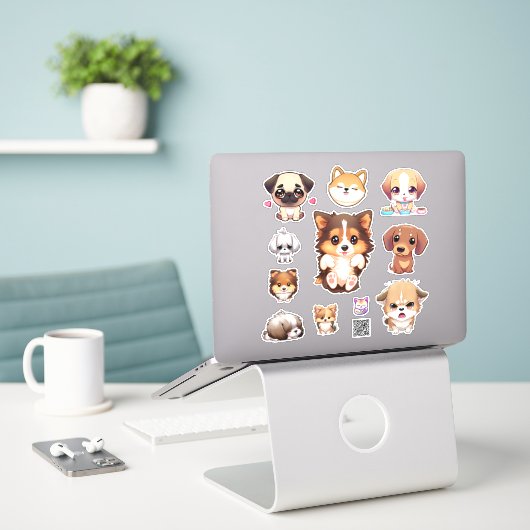 cute puppy stickers (Laptop op bureau)
