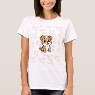 Cute Puppy T-Shirt – Pink Floral Design