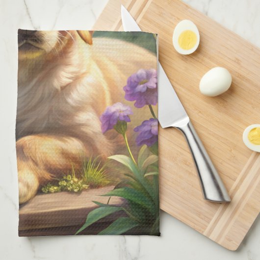 Cute Puppy Theedoek (Quarter Fold)