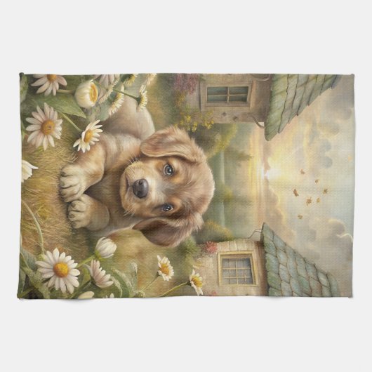 Cute Puppy Theedoek (Horizontaal)