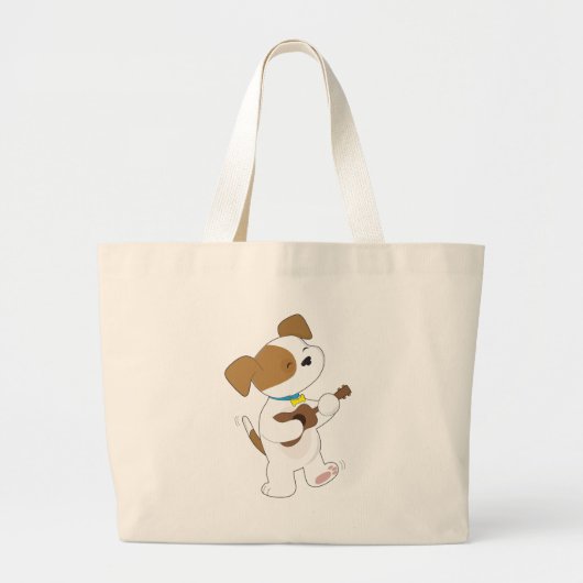 Cute Puppy Ukulele Grote Tote Bag (Voorkant)