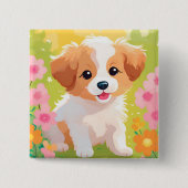 Cute Puppy Vierkante Button 5,1 Cm (Voorkant)