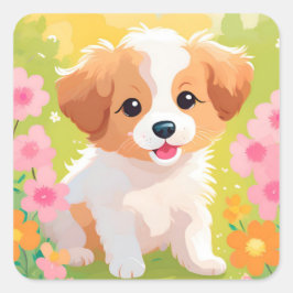 Cute Puppy Vierkante Sticker