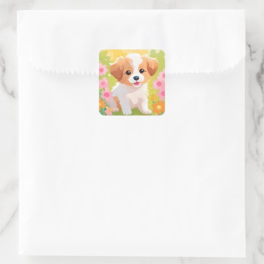 Cute Puppy Vierkante Sticker (Tas)