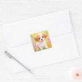 Cute Puppy Vierkante Sticker (Envelop)
