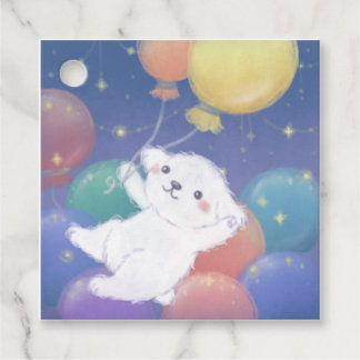 Cute Puppy with Balloons & Stars Bedankjes Labels