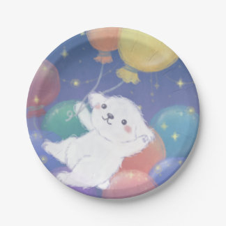 Cute Puppy with Balloons & Stars Papieren Bordje
