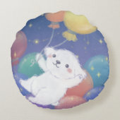 Cute Puppy with Balloons & Stars Rond Kussen (Achterkant)