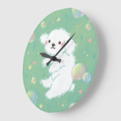 Cute Puppy with Bubbles and Flowers Grote Klok (Hoek)