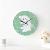 Cute Puppy with Bubbles and Flowers Grote Klok (Huis)